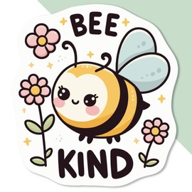 4 x Small 50mm 'Bee Kind' Permanent Sticker Decals for Cars/Windows/Bins/Walls etc (DW00123860)
