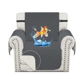 CHELZEN Waterproof Armchair Cover, Reversible Chair Sofa Cover, Furniture Protection for Living Room Children Dogs Pets (1 Seater, Dark Grey)