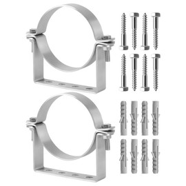 4 Inch Pipe Hanger Chimney Support Bracket, 2 Pcs Heavy Duty Steel Rigid Split Ring Hanger, B-Vent Wall Strap Includes Wall Mount Screws Gaskets