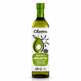 Chosen Foods Avocado Oil, 1 Liter - All Purpose Cooking Oil made from 100% Pure Avocados - Non-GMO, Gluten-Free, Keto Friendly, Glyphosate Free - 33.8 Fl Oz (Pack Of 1)