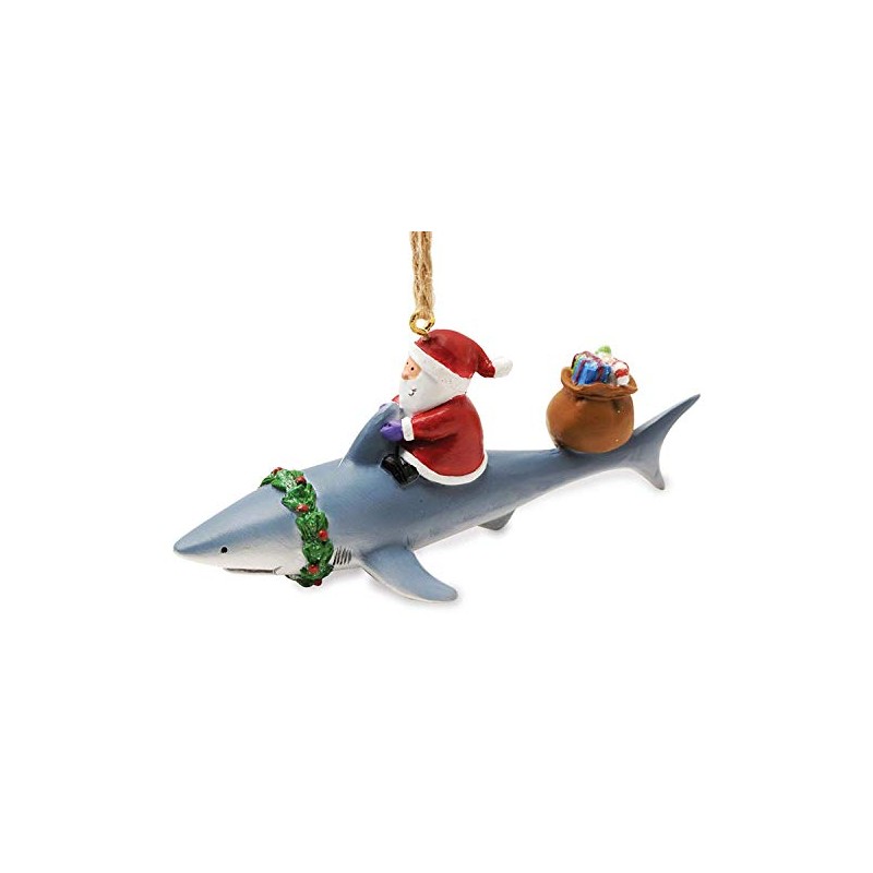 Cape Shore Santa Riding Shark Ornament