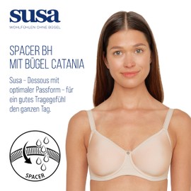 SUSA 7869-288 Women's Catania Skin Non-Padded Underwired Support Coverage Full Cup Bra 36C