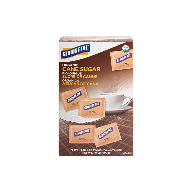 Genuine Joe Turbinado Natural Cane Sugar Packets (200 per Box)