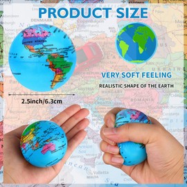 36Pcs Globe Stress Balls Mini Earth Stress Balls Globe World Map Foam Ball for Kids Adults Games Education Stress Relief Home Office Start of School