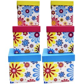 ALEF Elegant Decorative Themed Nesting Gift Boxes -6 Boxes- Nesting Boxes Beautifully Themed and Decorated - Perfect for Gifts or Simple Decoration Around The House! (Floral Petals)