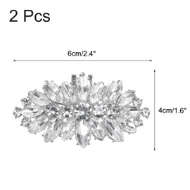 sourcing map 2pcs Rhinestone Shoe Clips Detachable Elegant Shoes Charm Buckles Accessories for Women Wedding Prom Party High Heels DIY Craft Decoration Silver Tone