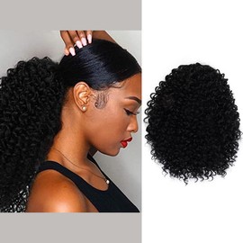 GLAM21USA Spiral Curl Long 12 Inch Drawstring Ponytail for Black Women Clip in Curly Hair Extension Fake Ponytail Synthetic Hair Piece Extension (Spiral Curl 12 Inch, 1-Jet Black)