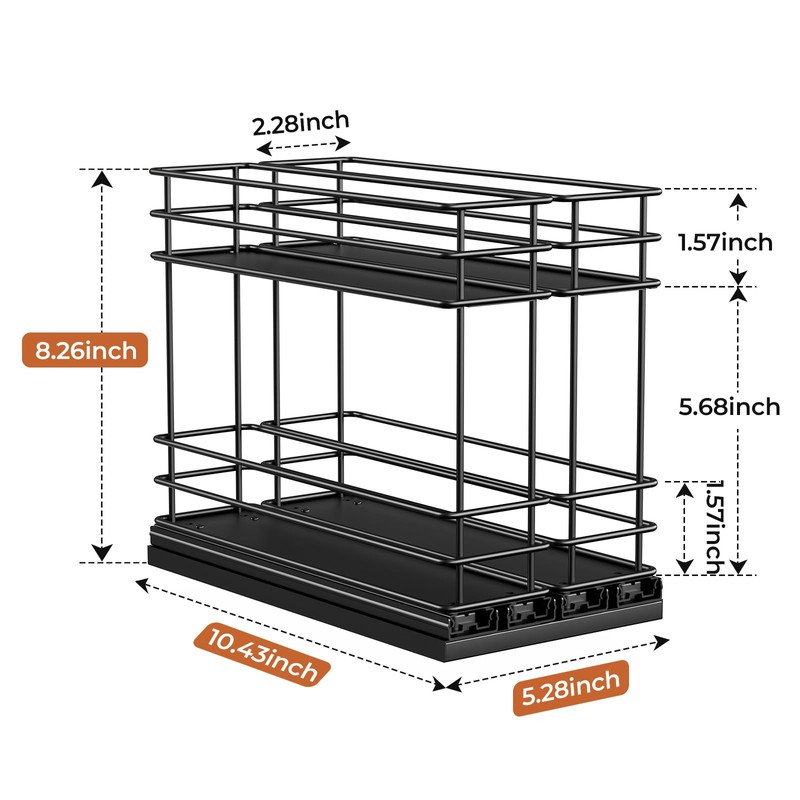 Mystozer Pull Out Spice Rack Organizer for Cabinet, Slide Out