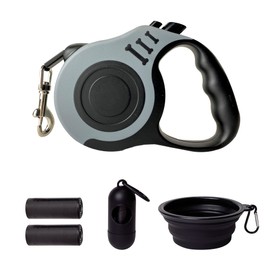 LIEVUIKEN Retractable Dog Leash Automatic Telescopic Tractor Dog Tape, Pet Tape 10/16 FT Durable and Convenient, with Folding Bowl, Dispenser, Rubbish Bags, Suitable for Small and Medium Dogs