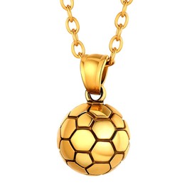PROSTEEL 18K Gold Plated Soccer Football Necklaces Stainless Steel Pendant Chain Women Men Sport Fan Jewelry Soccer Charm Necklace