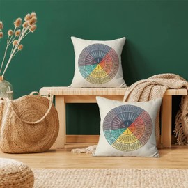 AEIOAE Wheel of Emotions Feelings Pillow Covers 16x16 Set of 2 Therapist Office Decor Throw Pillow Counselor Physical Therapist Gifts Decor Cushion Covers for Home Living Sofa