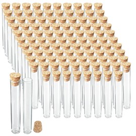 PEDOBALI 110 Pcs Glass Test Tubes with Cork Stoppers Lab Test Alcohol Tampons Glass Tubes Clear Round Bottom Vials Container for Candy Storage Party Favors Scientific Experiments(15x100mm/13ml)