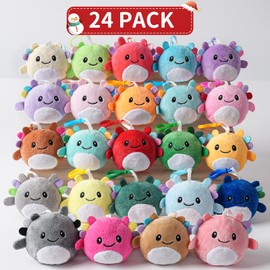 Stocking Stuffers for Kids - Christmas Stocking Stuffers - 24 Pack Mini Axolotl Plush Toys Keychains Party Favors - Small Stuffed Animals Bulk Xmas Gifts for Teens Girls Boys Toddler Classroom Rewards