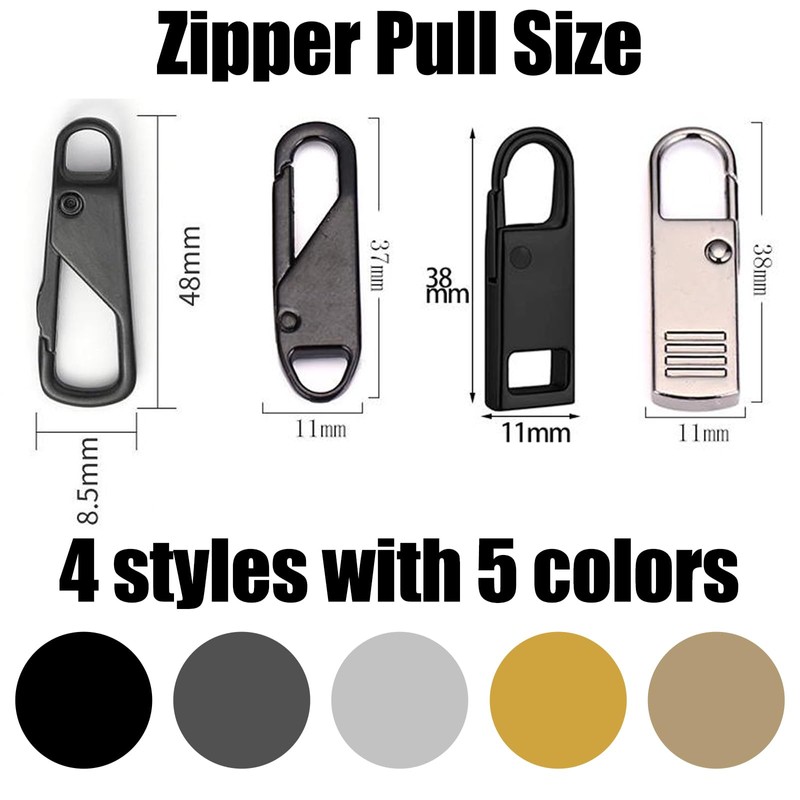 20 Pcs Replacement Metal Zipper Pulls Removable Zipper Pull Tab
