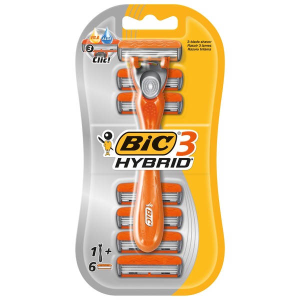 Bic Easy Mens Triple Blade Disposable Shaver System Blister Of 1 Handle With 6 Free Cartridges Included