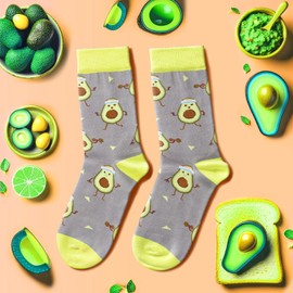 Zmart Avocado Gifts for Avocado Lovers, Funny Avocado Socks for Men Fruit Socks Gray