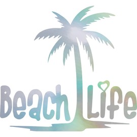 NBFU Beach Life Palm Tree (Hologram) (Set Of 2) Premium Waterproof Vinyl Decal Stickers for Laptop Phone Accessory Helmet Car Window Bumper Mug Tuber Cup Door Wall Decoration