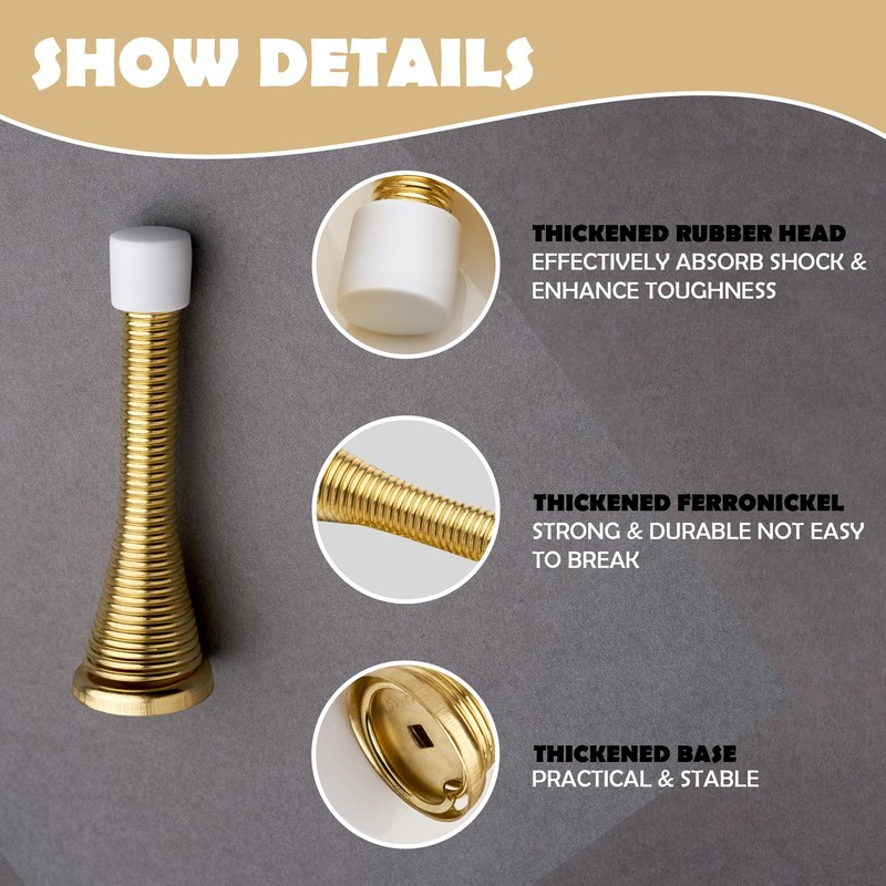 10 PCS - Spring Projection Door Stop in Brass for