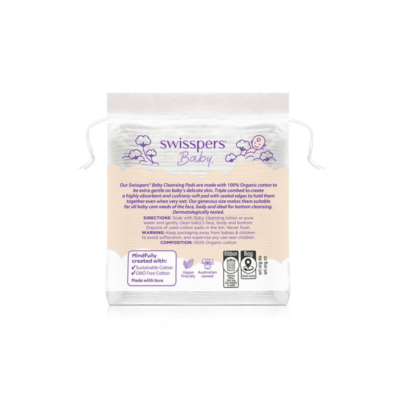 Swisspers Baby Organic Cotton Large Pads 40 Pack