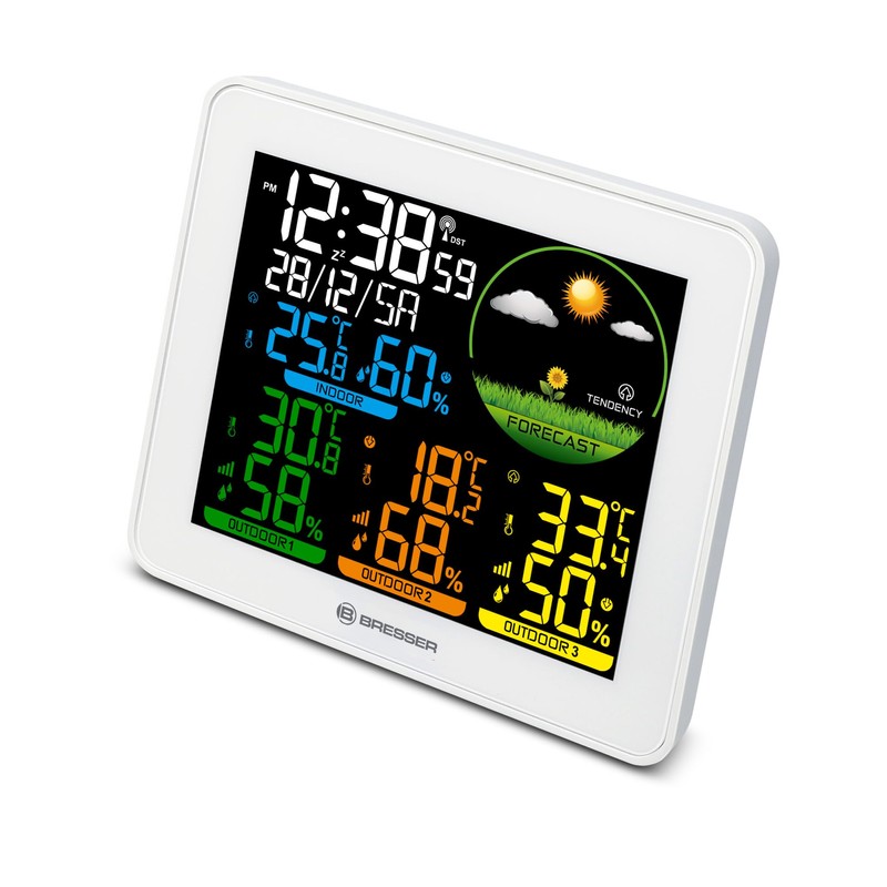 Bresser Colour weather station with 3 outdoor sensors, weather forecast,
