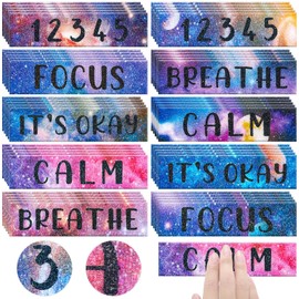 Laumoi 50 Pcs Anxiety Sensory Stickers Textured Calming Strips Tactile Rough Sensory Calm Stickers Adhesive Textured Tape Fidget Pack Anti Stress Strips for Adults(Starry Sky Style)