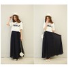 SYVENT Women's Chiffon Maxi Skirt Spring Summer Elastic Waist Lined