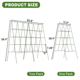 DOEWORKS Cucumber Trellis, 39" High Foldable A Frame Garden Trellis, 2 Pack, Plant Support for Climbing Cucumber, Beans, Tomatoes, Flowers, Green