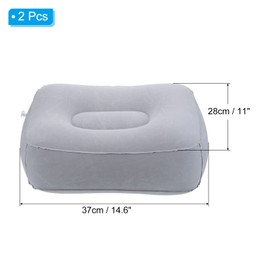 PATIKIL Travel Foot Rest Pillow, 2 Pack Inflatable Foot Rest Cushion Travel Flight Leg Rest Pillow for Airplane Train Office Home, Gray