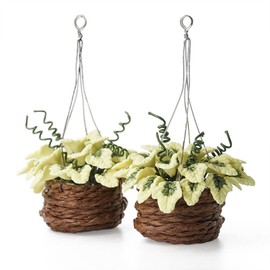 Odoria 1/12 Scale Miniature Hanging Basket Miniatures Potted Plants Dollhouse Decoration Accessories Doll House Accessory, 2Pcs Light Green