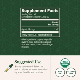 Global Healing Center - Organic Moringa Oleifera Extract Liquid Drops, Moringa Supplement-Vegan from Tree Leaves-Max Absorption of Vitamins and Minerals- More Potency Than Powder Form (2 Fl Oz)
