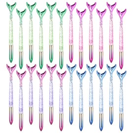 HOSTK 24PCS Mermaid Ballpoint Pens, Mermaid Fish Tail Pens, Crystal Gel Ink Rollerball Pens, Cute Creative Pen Styling Gradient Point Pens, Signing Pen Writing Pen for Student School Office Supplies