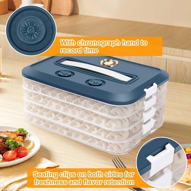 Yallmie 4 Layer Dumpling Storage Box, Dumpling Organizer with Lid