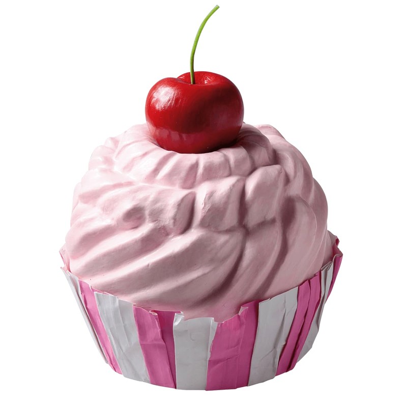 Decorative Cupcake with Cherry 20 cm Diameter Pink Food Fake
