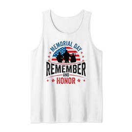 Memorial Day Remember and Honor US Flag Patriotic Veterans Tank Top