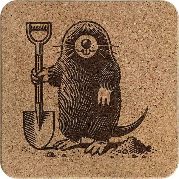 Azeeda 'Mole Digging With Shovel' Square Cork Trivet/Pot Stand (TR00028967)