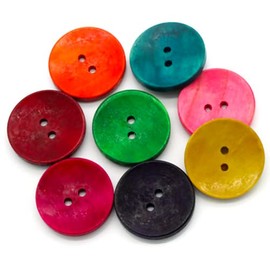 50 Wooden Buttons 30 mm Colourful, 2-Hole Round Colourful Mix Colourful Buttons Craft Sewing DIY Buttons Made of Wood Two Hole Buttons Colourful for Sewing Jacket Buttons 2-Hole Buttons