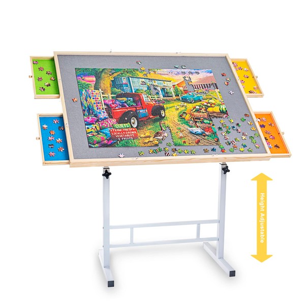 1500 Piece Puzzle Table with Metal Legs, Angle & Height Adjustable Jigsaw Puzzle Table | 35"X26" Tilting Puzzle Board Tables for Adults and Children
