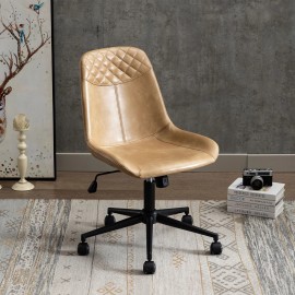 Duhome Elegant Lifestyle Modern Office Task Chair PU Leather Swivel Desk Chair with Wheels Computer Chair - Camel