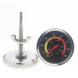 Termómetro de Horno y Parrilla con Esfera Grande y Rango de 50 a 400 °C para Asar Carnes y Hornear en Cocina con Carcasa de Acero Inoxidable y Soporte Incluido