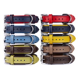 TORRUNA Genuine Leather Dog Collar | Dog Collars for Small, Medium and Large Dogs | Durable Heavy Duty Dog Collars | Double-Layered Leather Dog Collar