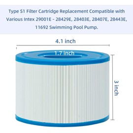 Type S1 Spa Filters Replacement Cartridge Compatible with Various Intex 29001E - 28429E, 28403E, 28407E, 28443E, 28453E, 28421E, 28423E, 28413E, and 28453E, 11692 Swimming Pool Pump. (White-12)