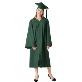 GraduationMall Matte Graduation Gown Cap Tassel Set 2025 for High School and Bachelor Forest Green 51 Plus(5'6"-5'8")