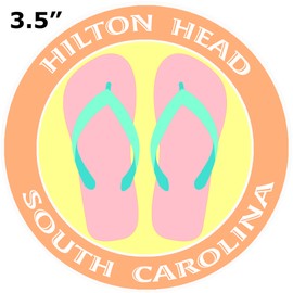 Athena Brands Flip Flops Hilton Head South Carolina - Car Truck Window Bumper Sticker Decal - Sunset Orange