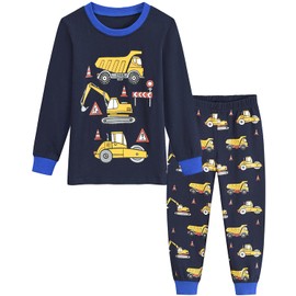 Little Hand Boys Pyjamas Long Sleeve Autumn Winter Children's Sleepwear Rocket Hook Machine Fire Engine Pyjamas 1-7 Years, 7-machine vehicle