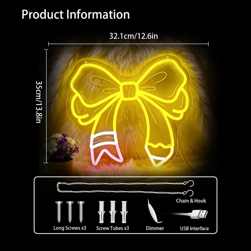 Bow Pencil Neon Sign Led Sign Neon Signs for Wall