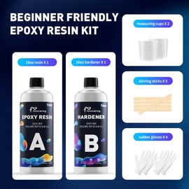 Honcaring Epoxy Resin 32OZ, Epoxy Resin Kit for Beginner, Clear Resin Epoxy for Crafts, DIY Jewelry Making, Mixing Ratio 1:1, Bubble Free & No Yellowing(16OZ×2)