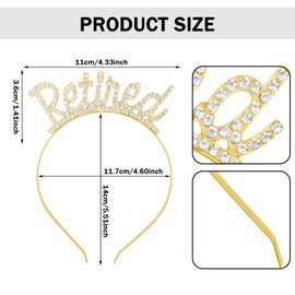 Gold Retirement Crown Headband for Women,Rhinestone Tiara,Modern Retirement, Female, Women's Classic Headband for Women Retirement Party Decorations Supplies