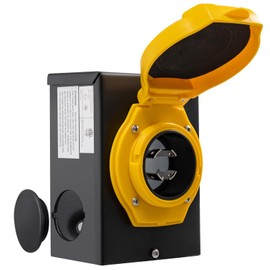 TECSPACE 30 Amp Generator Inlet Box, NEMA L14-30P Power Inlet Box, 125/250V, 7500W for 4 Prong Generator Cord, Weatherproof Generator Power Inlet Box for Outdoor Use, ETL Listed