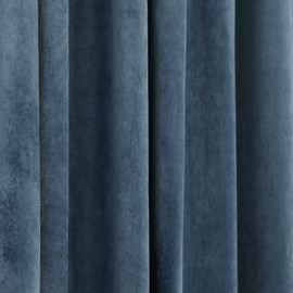 Luxury Pom Poms Curtain for Living Room Blackout Velvet 2 Panels Curtains Set Luxury Tassel Bedroom Curtains（Grey-Blue,(50W×96L)×2）