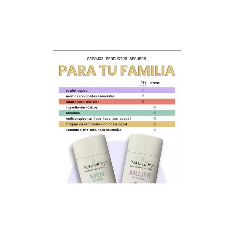 Desodorante Natural Mujer 24 H Sin Aluminio Lavanda Pack